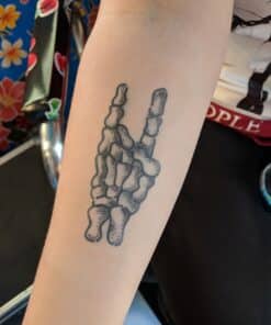 Rock on Skeleton Hand Faux Tattoo Stencil