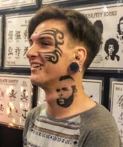 kid with mr t neck tattoo