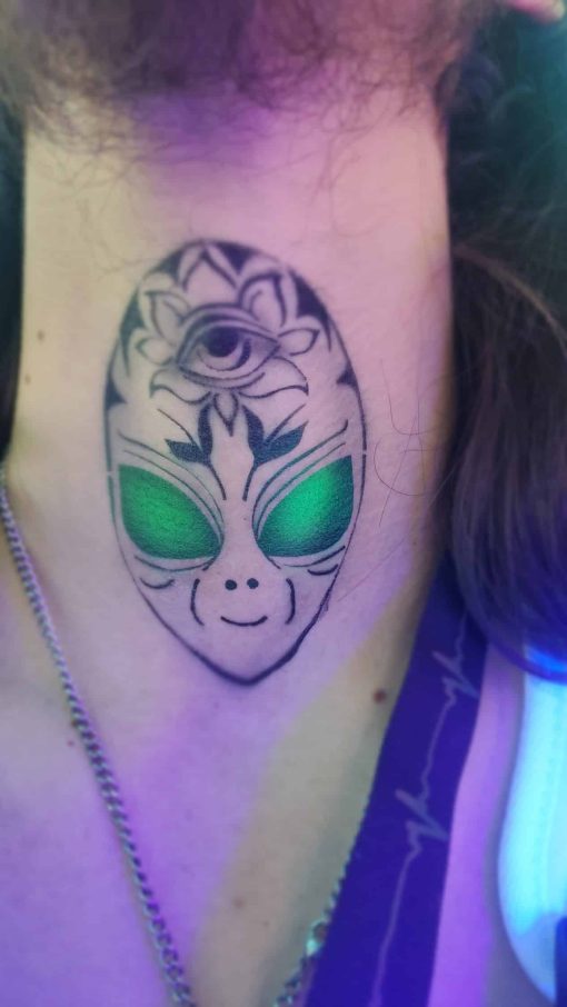 FTS Aliens No. 3 "3rd Eye Floral Alien" Airbrush Tattoo Stencil - Image 2